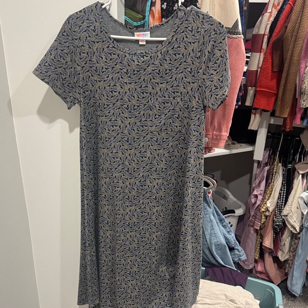 LuLaRoe Blue and Gray Mini Dress